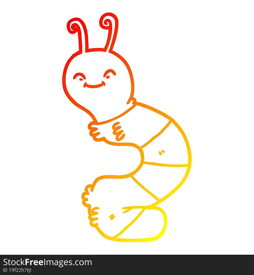 warm gradient line drawing cartoon happy caterpillar