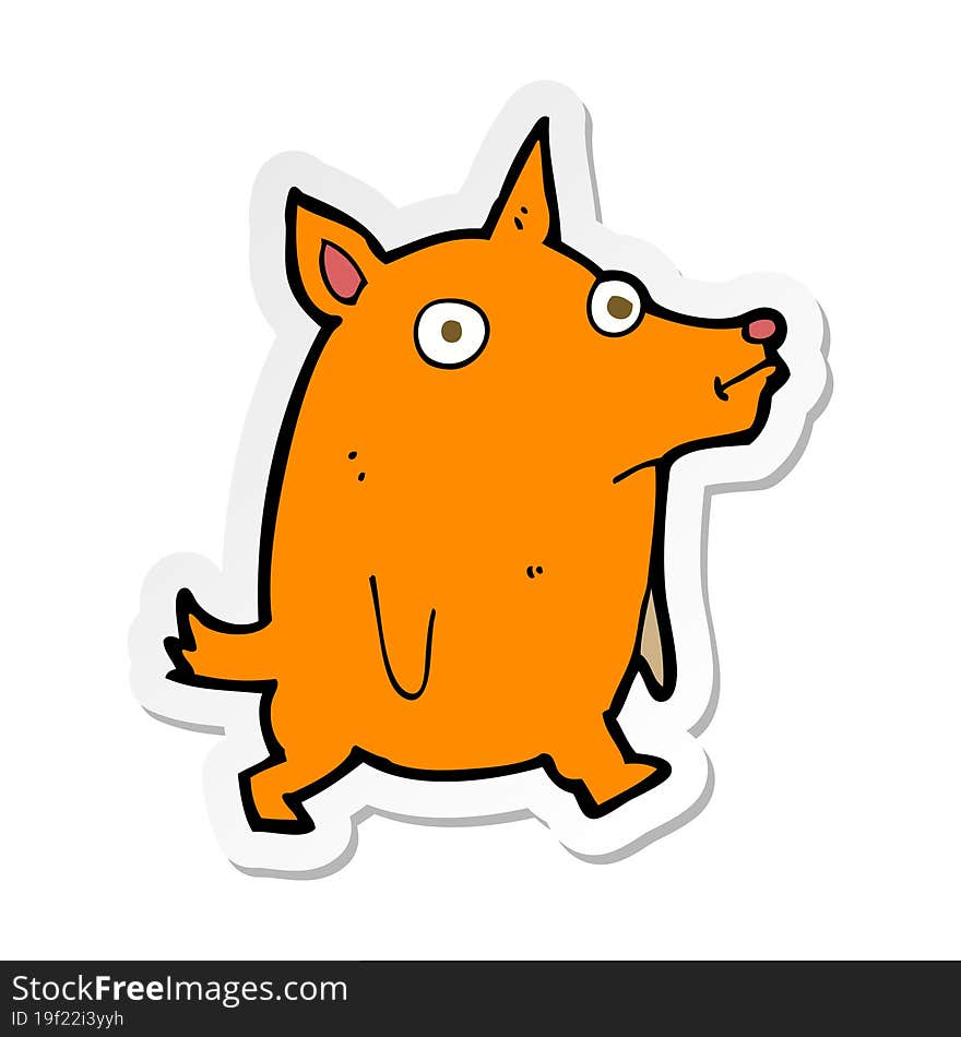 sticker of a cartoon funny little dog