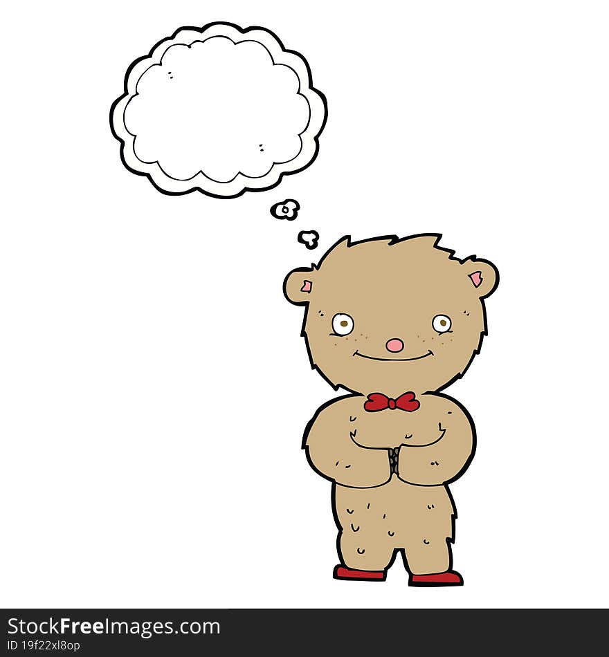 cartoon teddy bear with thought bubble