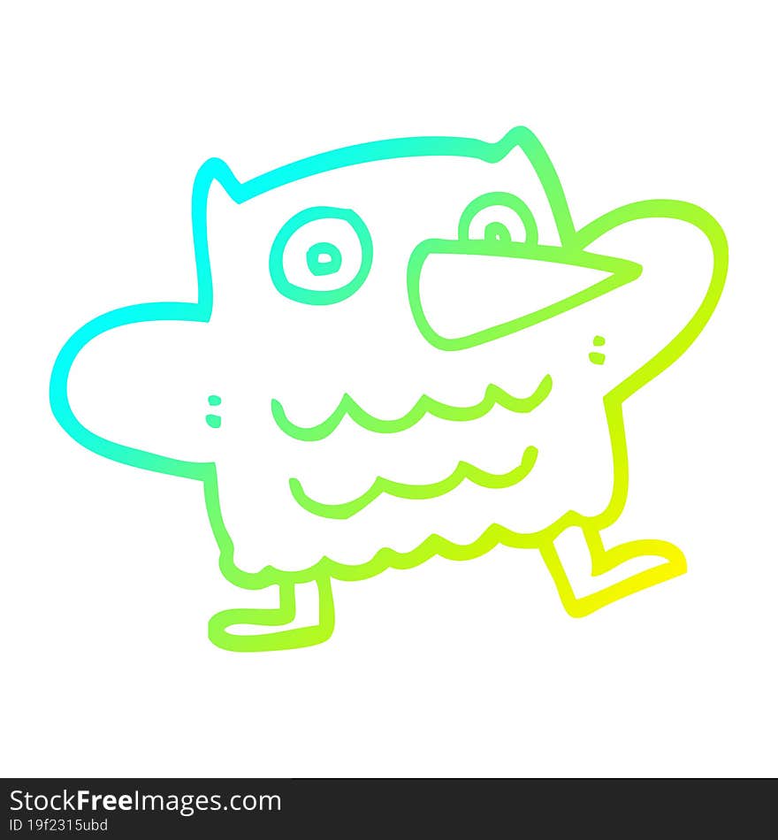 cold gradient line drawing funny cartoon owl