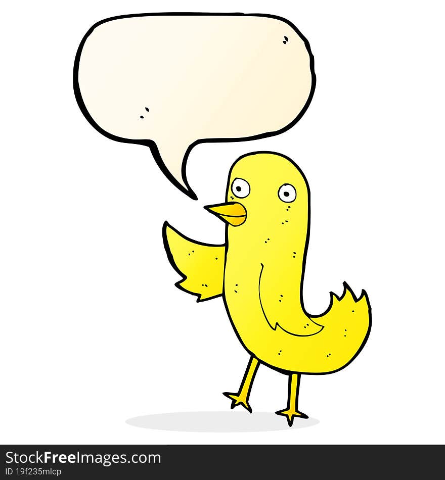 funny cartoon bird with speech bubble