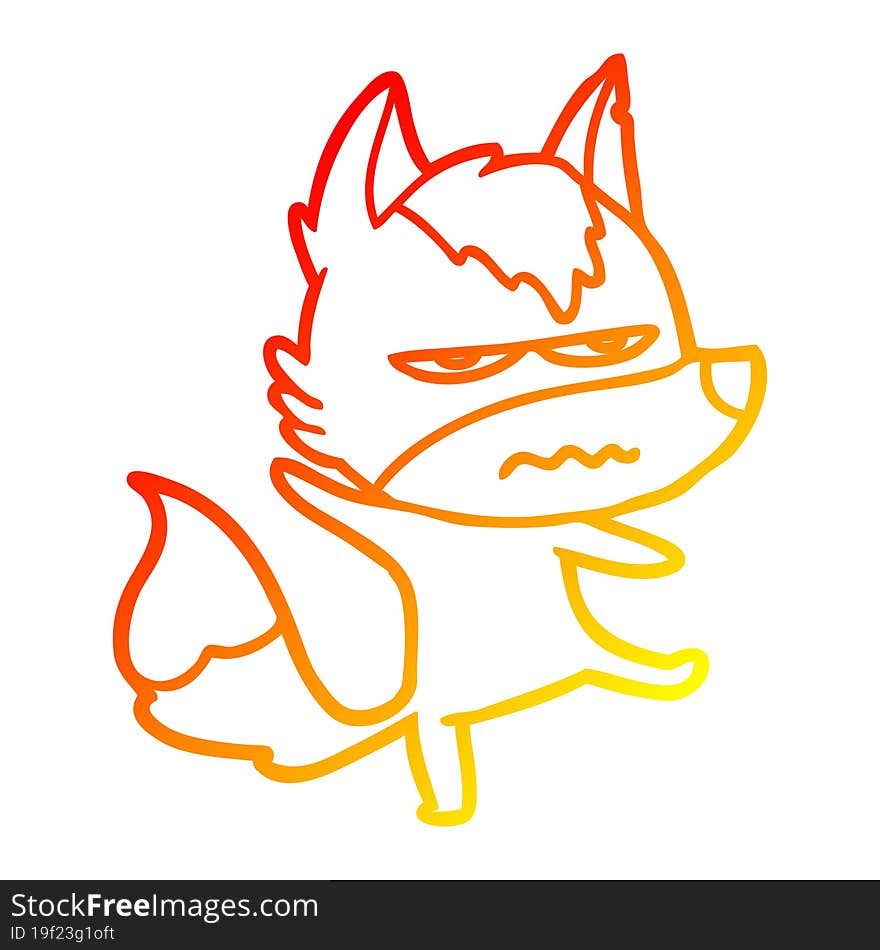 warm gradient line drawing cartoon annoyed wolf