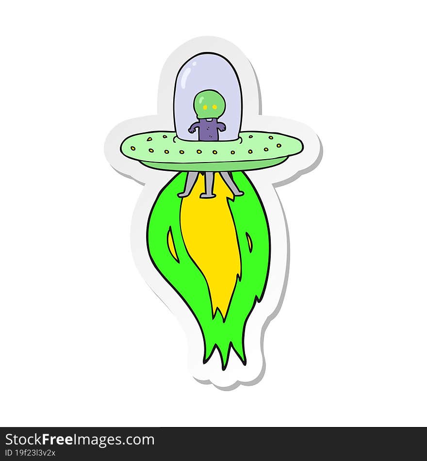 sticker of a cartoon flying saucer