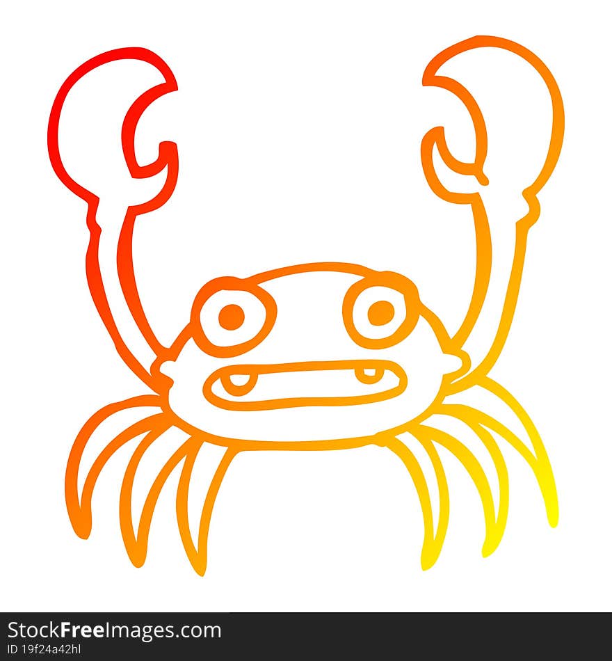 warm gradient line drawing cartoon crab