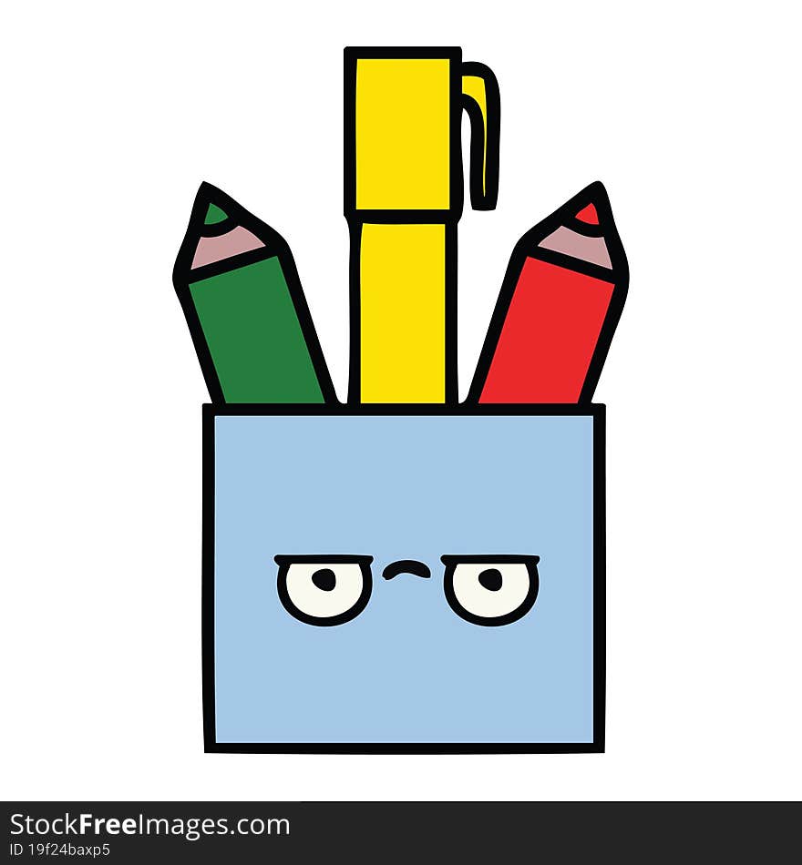 cute cartoon of a pencil pot. cute cartoon of a pencil pot