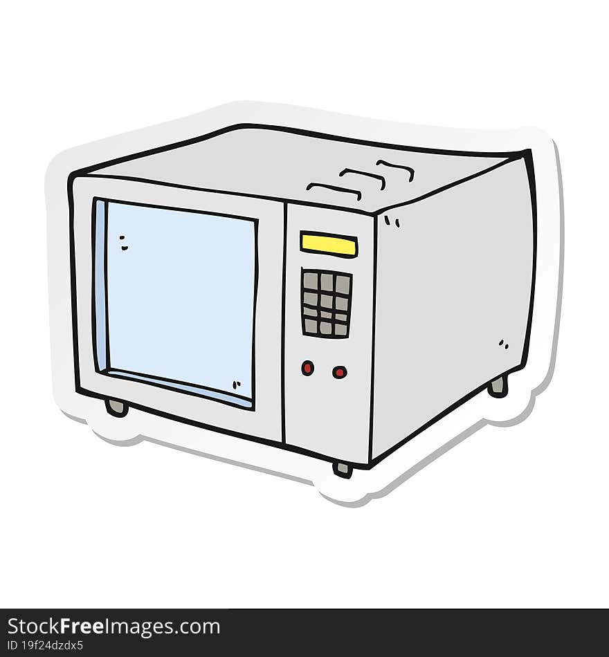 Sticker Of A Cartoon Microwave