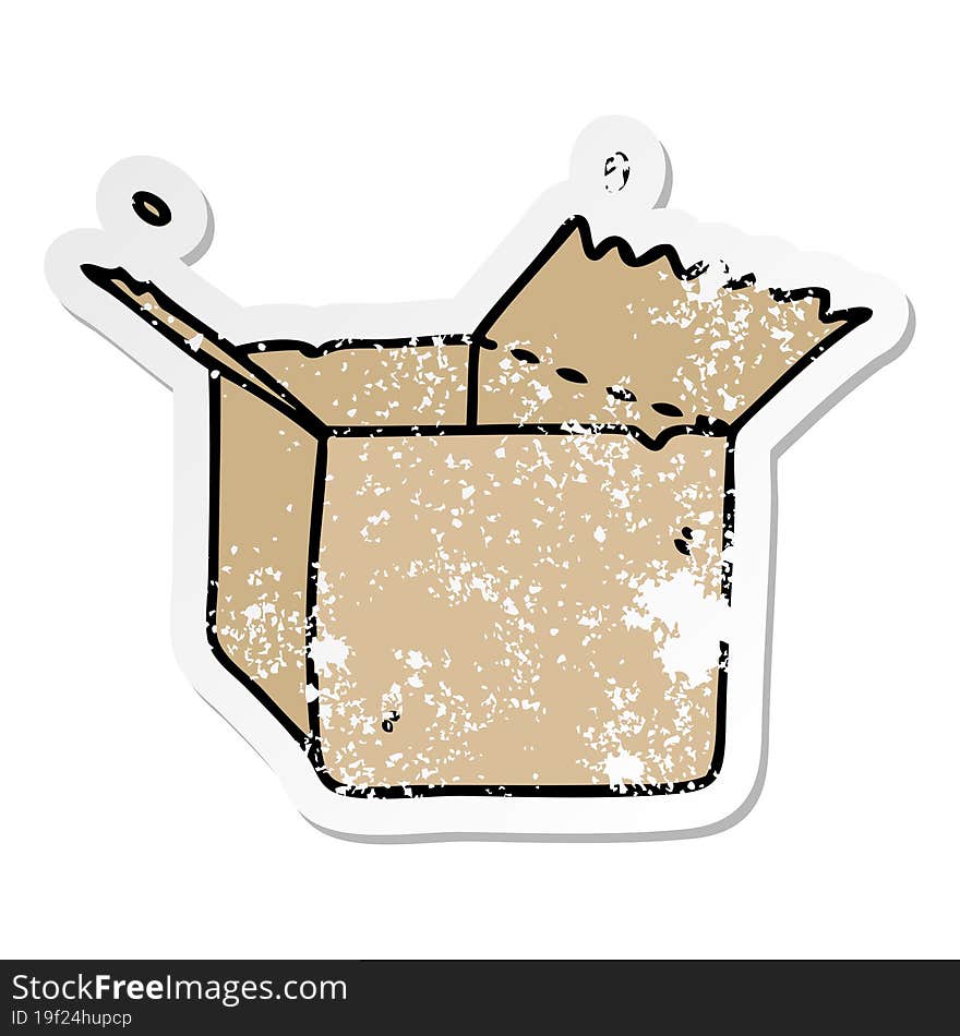 Distressed Sticker Of A Quirky Hand Drawn Cartoon Open Box