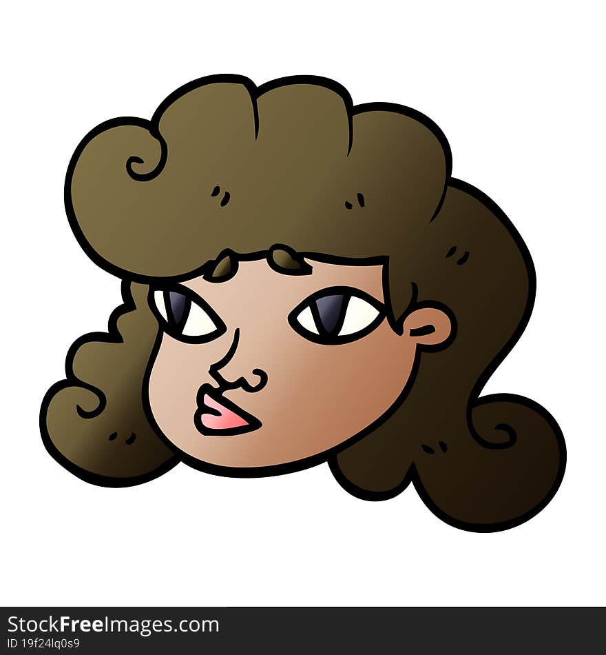 Cartoon Doodle Female Face