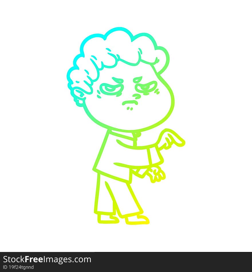 cold gradient line drawing cartoon angry man