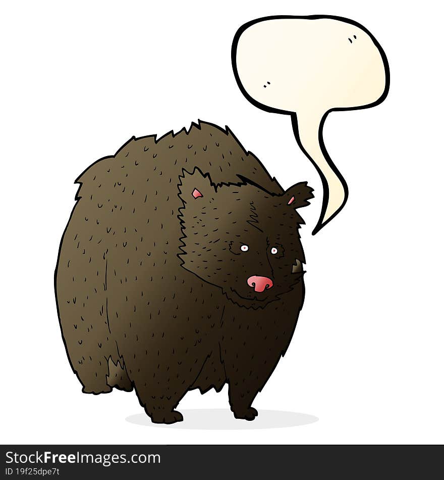 huge black bear cartoon with speech bubble