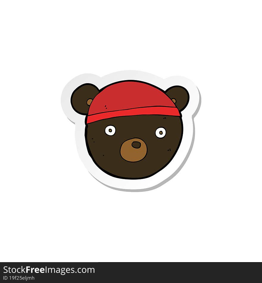 sticker of a cartoon black bear cub wearing hat