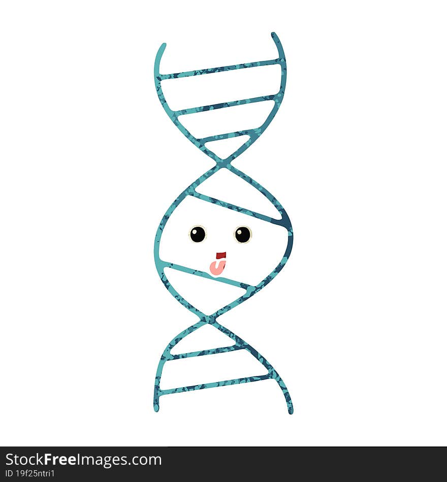 retro illustration style cartoon of a DNA strand