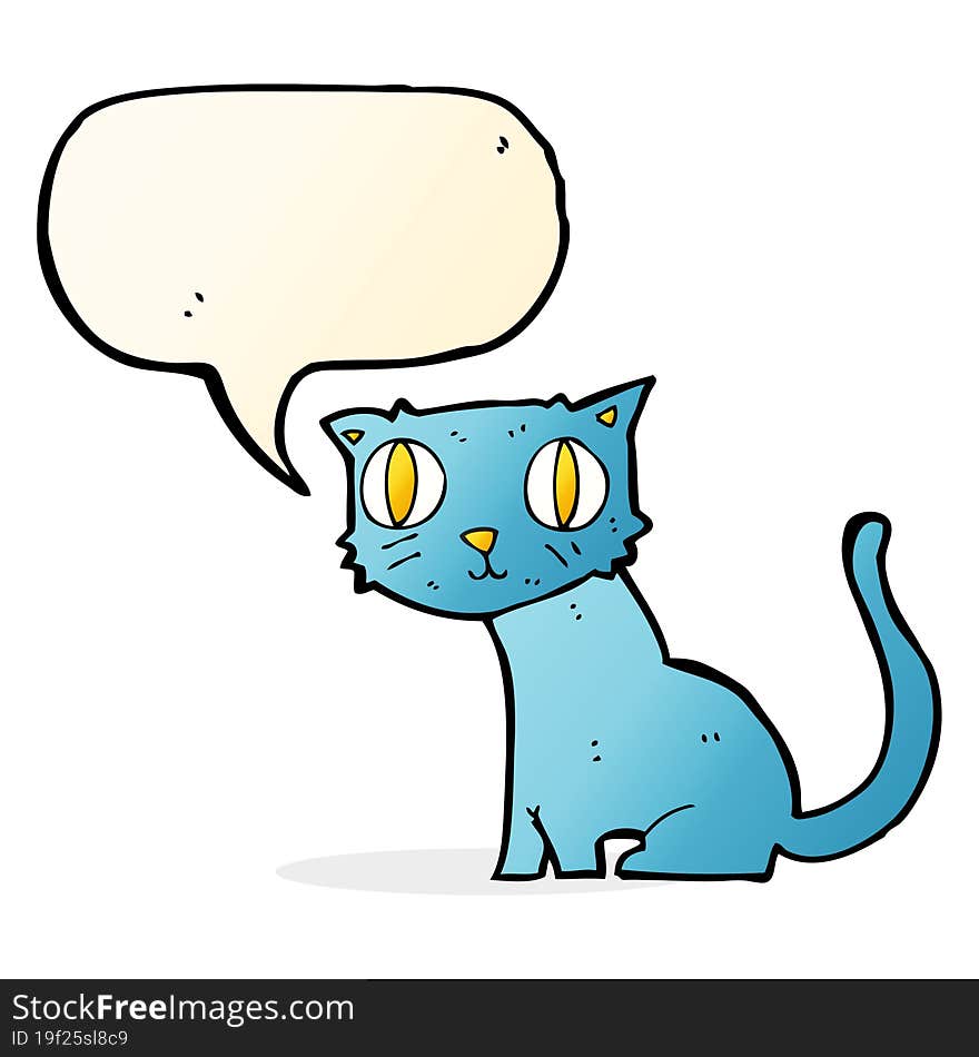 cartoon cat with speech bubble