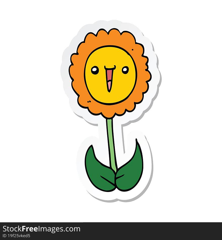 sticker of a cartoon flower