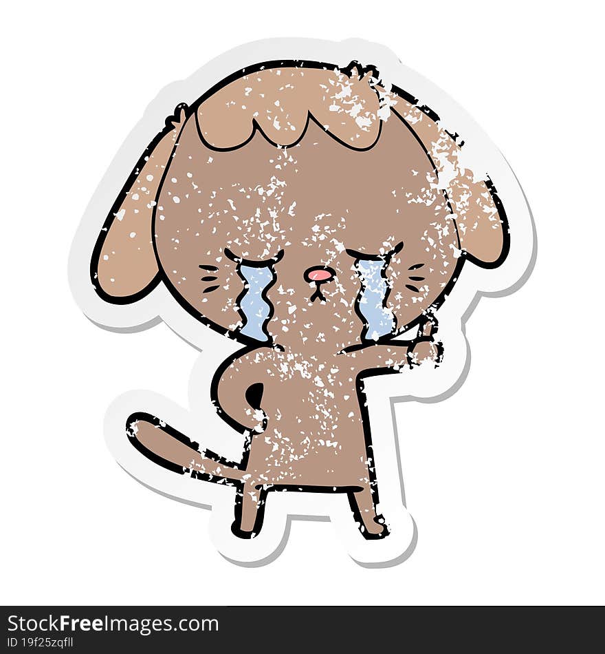 distressed sticker of a cartoon dog