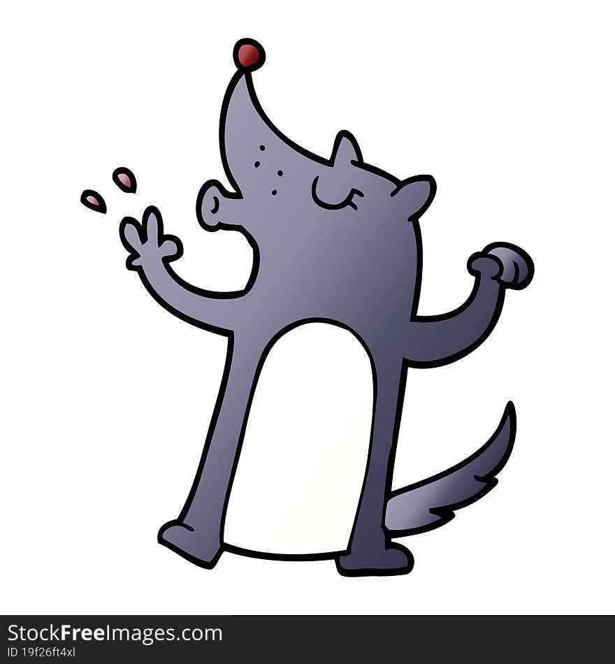 cartoon doodle howling wolf