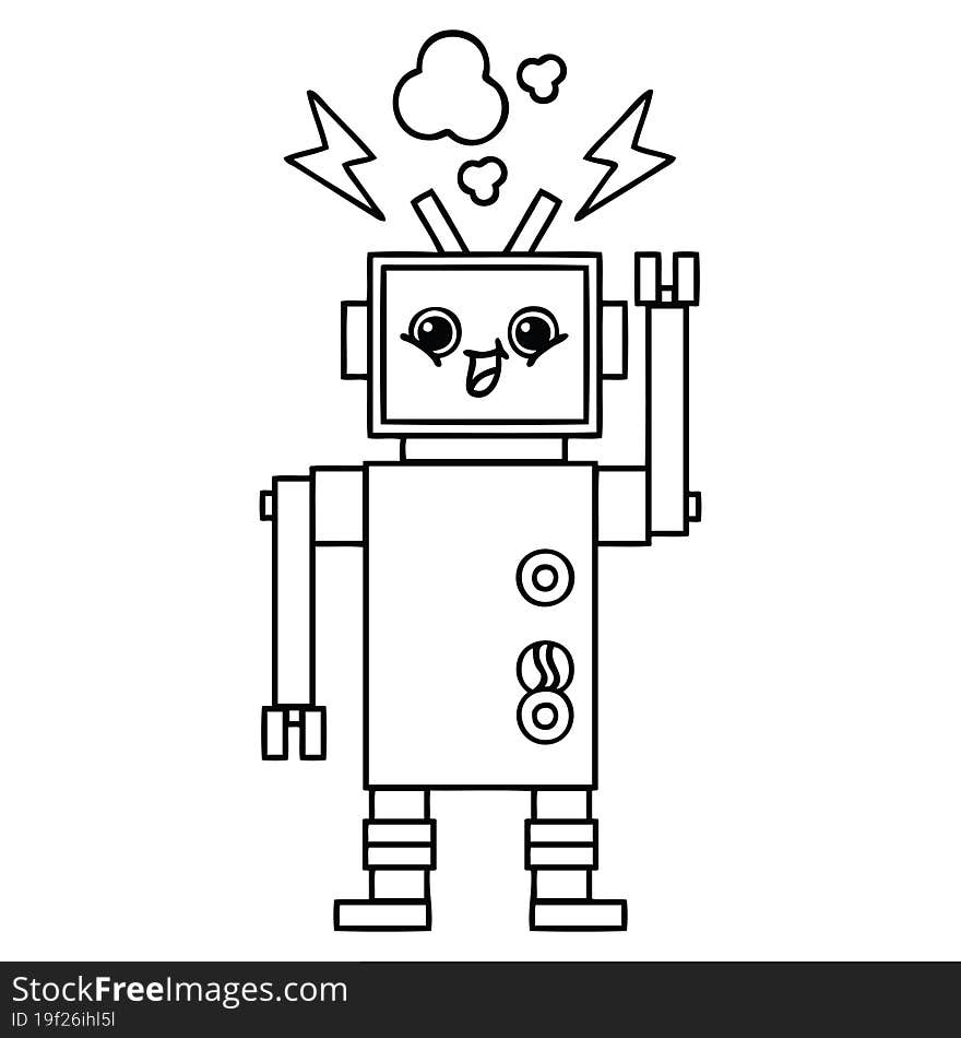 Line Drawing Cartoon Robot