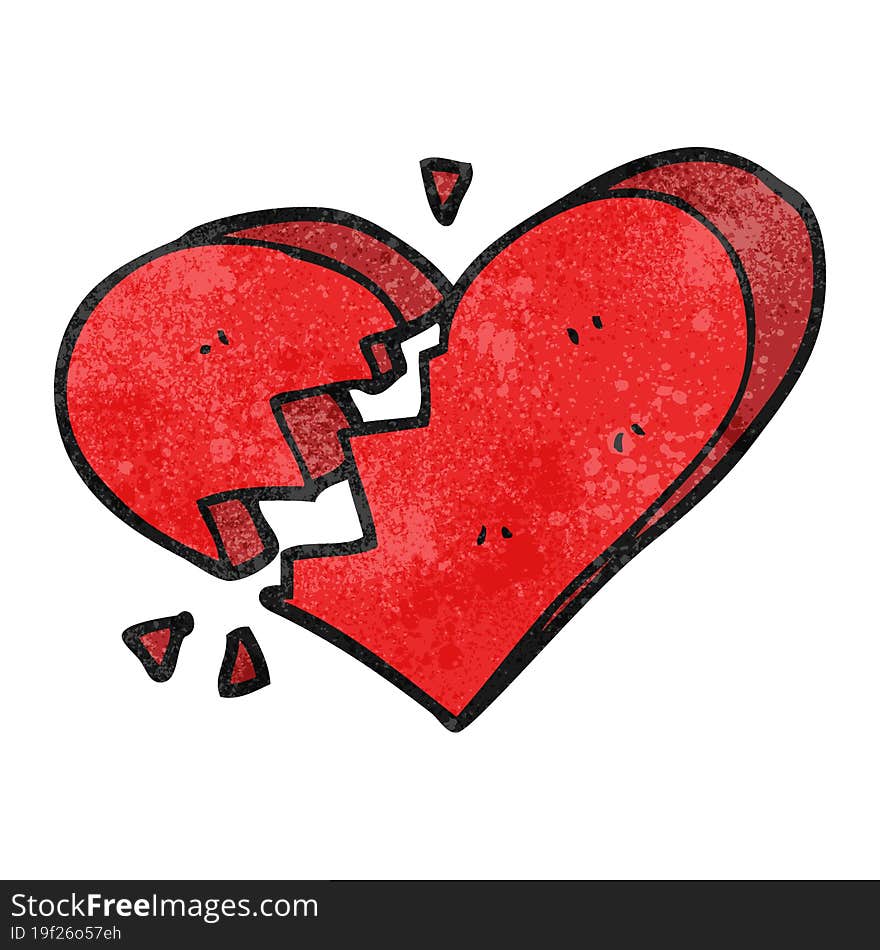 textured cartoon broken heart