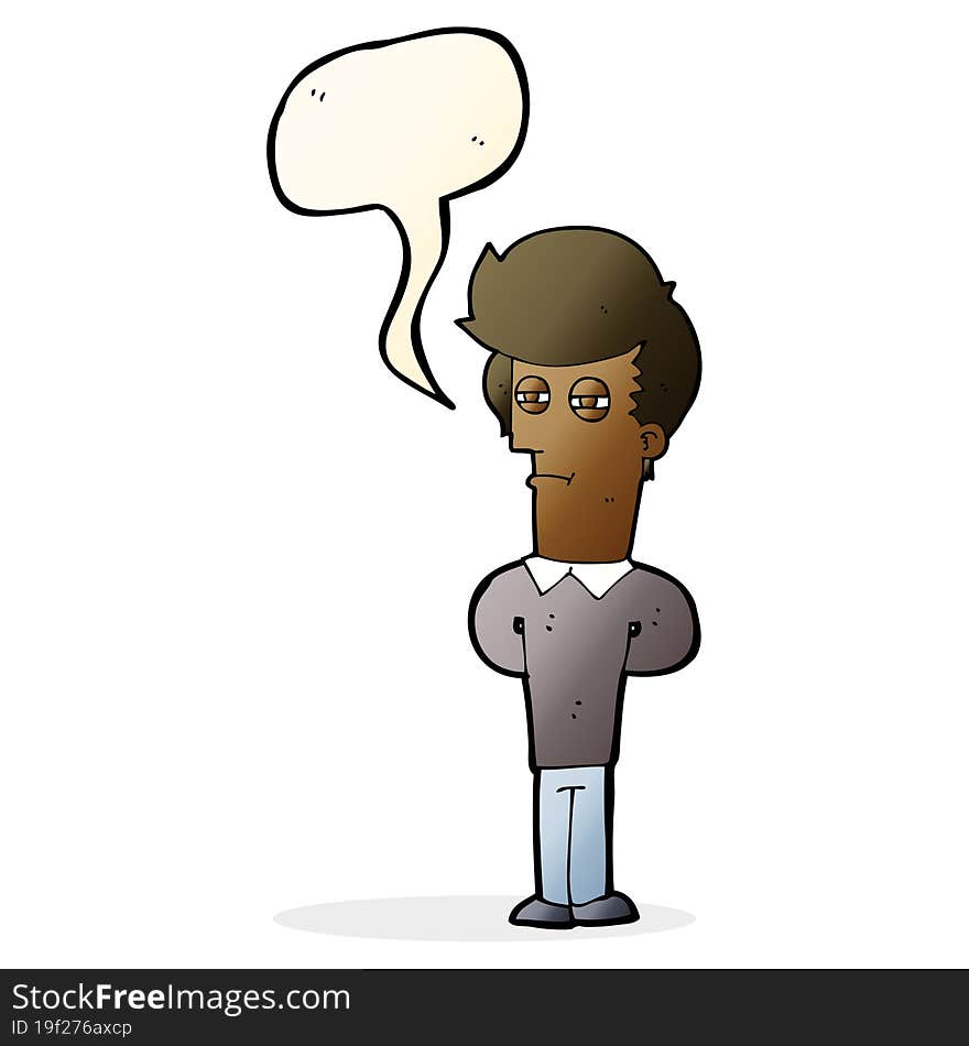 Cartoon Jaded Man With Speech Bubble