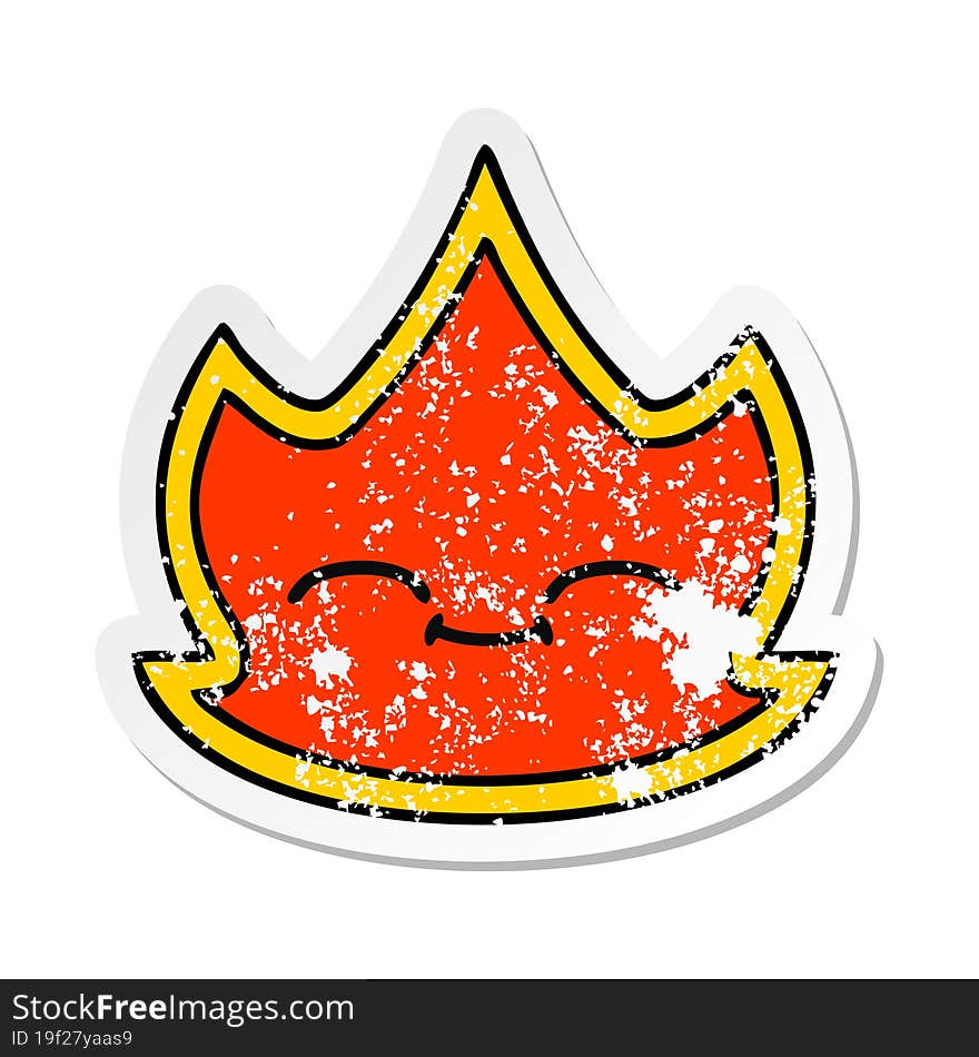 Distressed Sticker Of A Cute Cartoon Fire