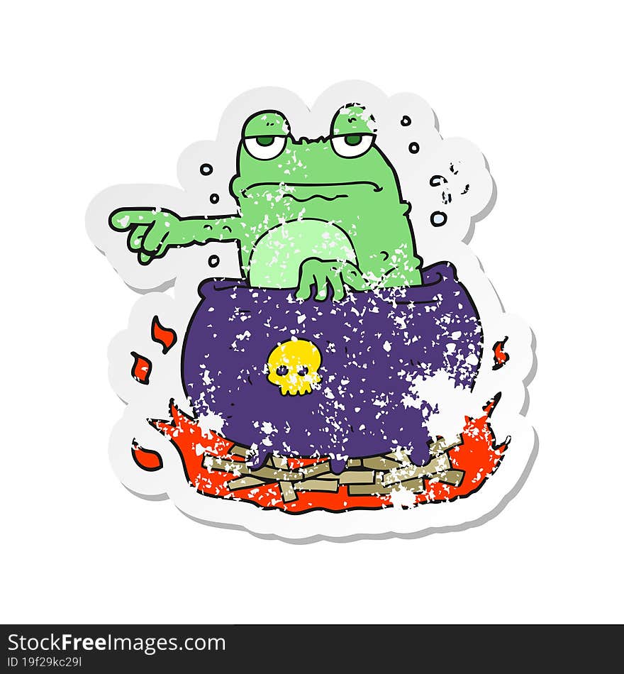 retro distressed sticker of a cartoon halloween toad