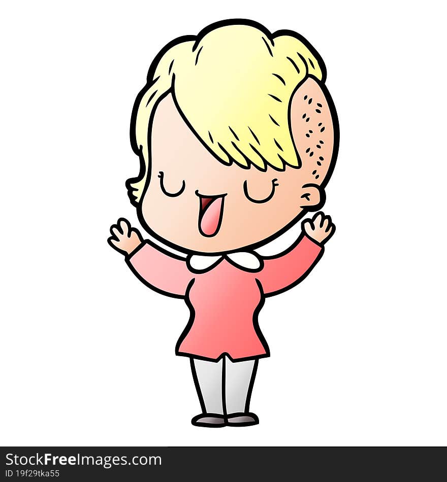 cute cartoon girl with hipster haircut. cute cartoon girl with hipster haircut