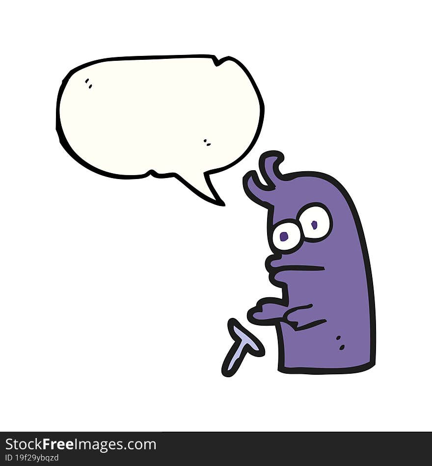 Speech Bubble Cartoon Little Alien