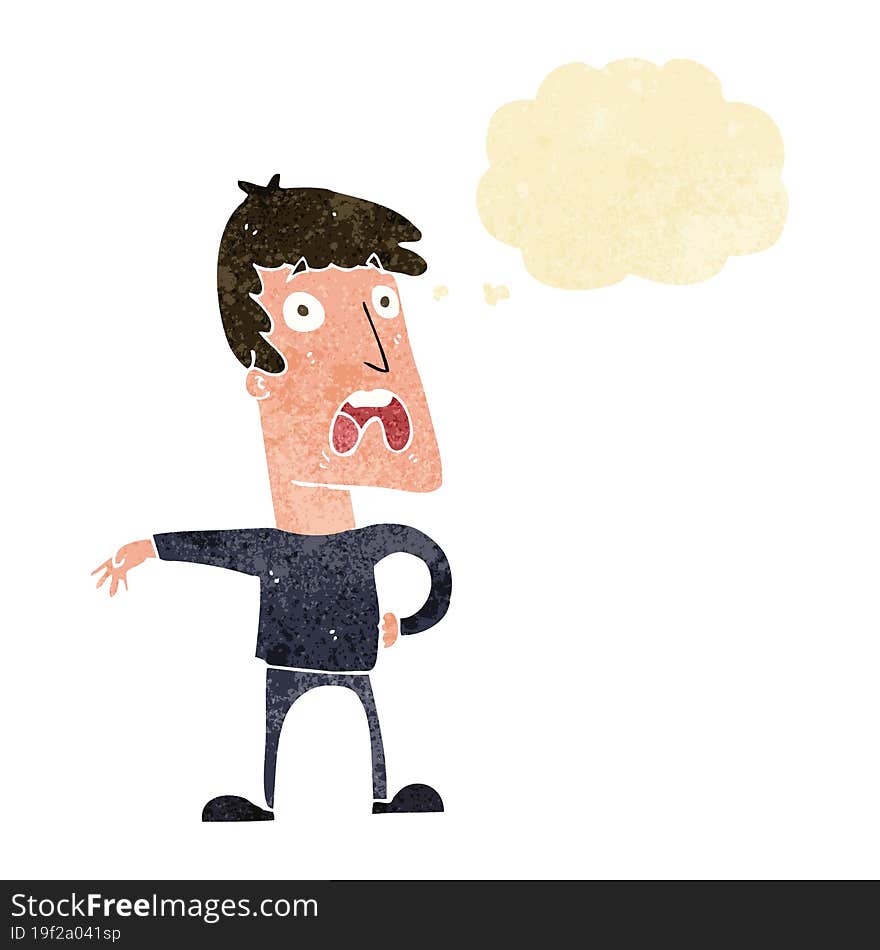 Cartoon Complaining Man With Thought Bubble