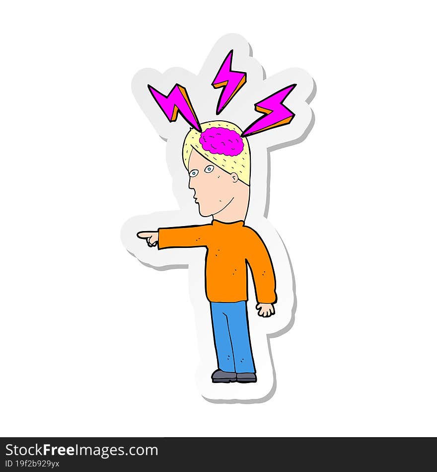 sticker of a cartoon clever man