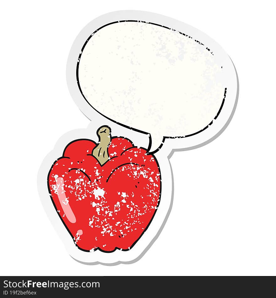 cartoon pepper and speech bubble distressed sticker