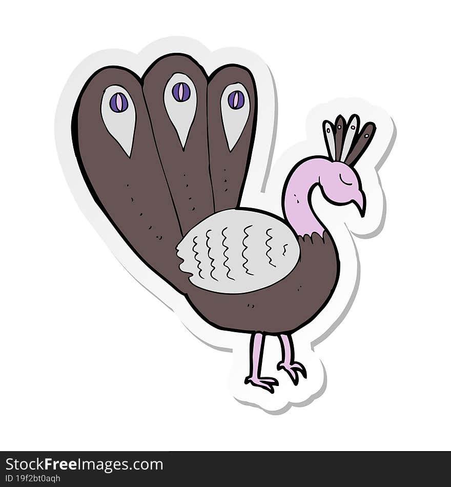 sticker of a cartoon peacock