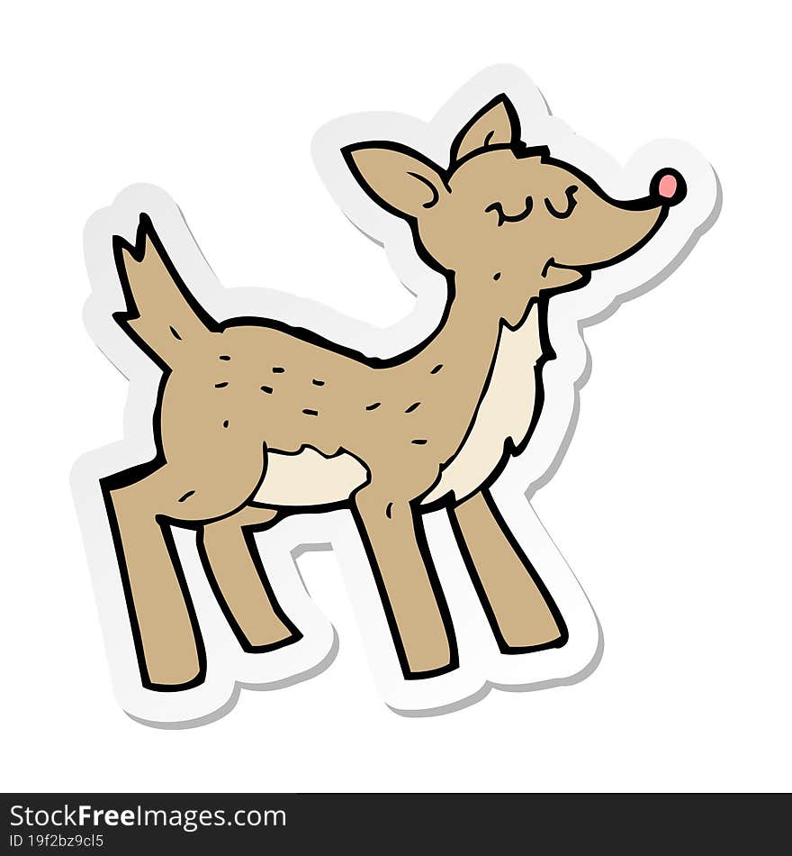 Sticker Of A Cute Cartoon Deer