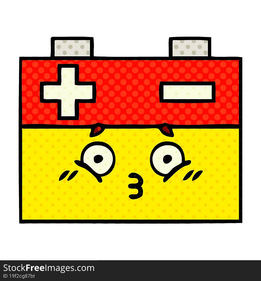 comic book style cartoon of a car battery