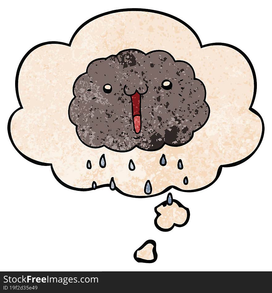 cartoon cloud and thought bubble in grunge texture pattern style