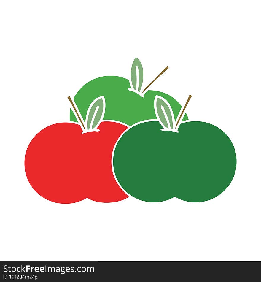 flat color retro cartoon apples