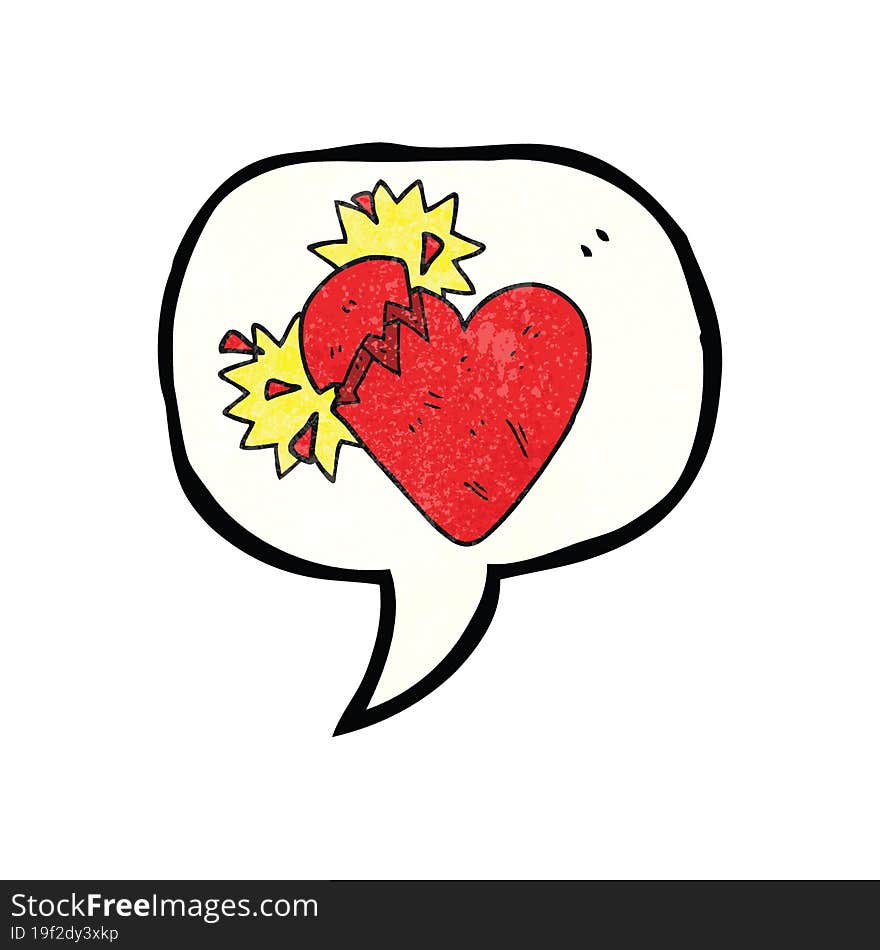 speech bubble textured cartoon broken heart