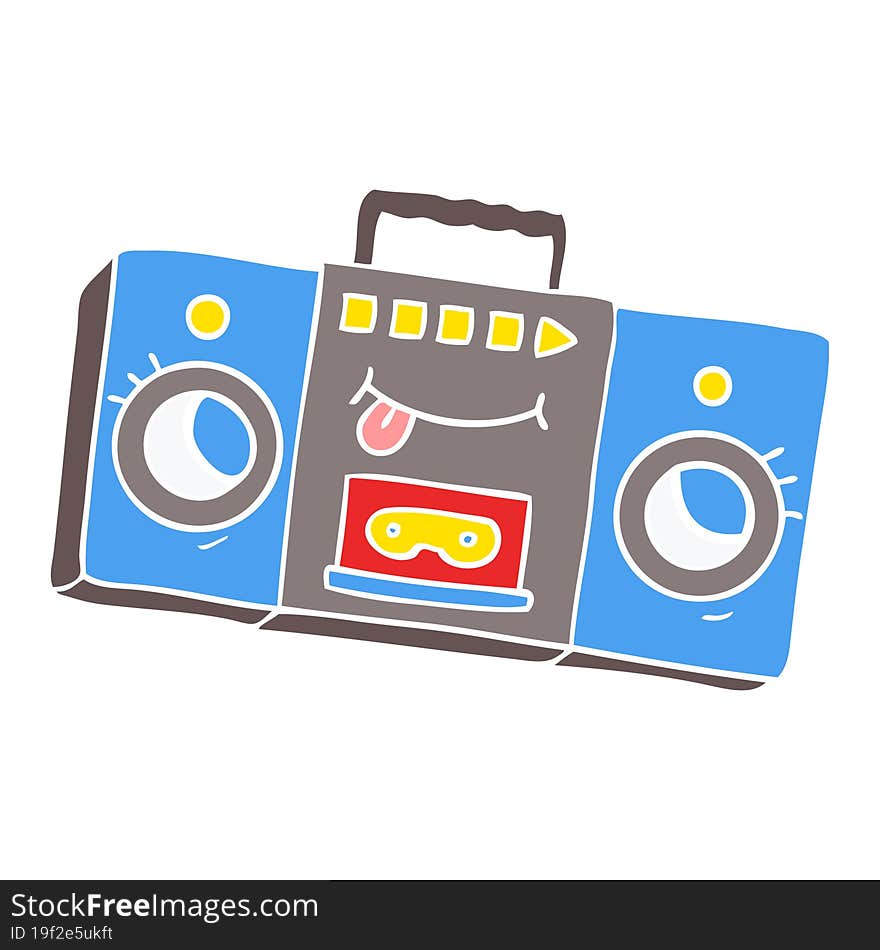 flat color style cartoon retro cassette tape player