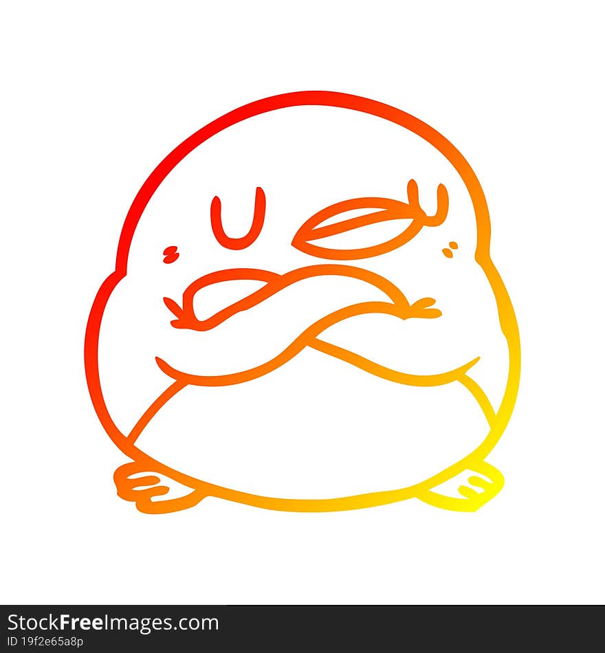 Warm Gradient Line Drawing Penguin With Crossed Arms