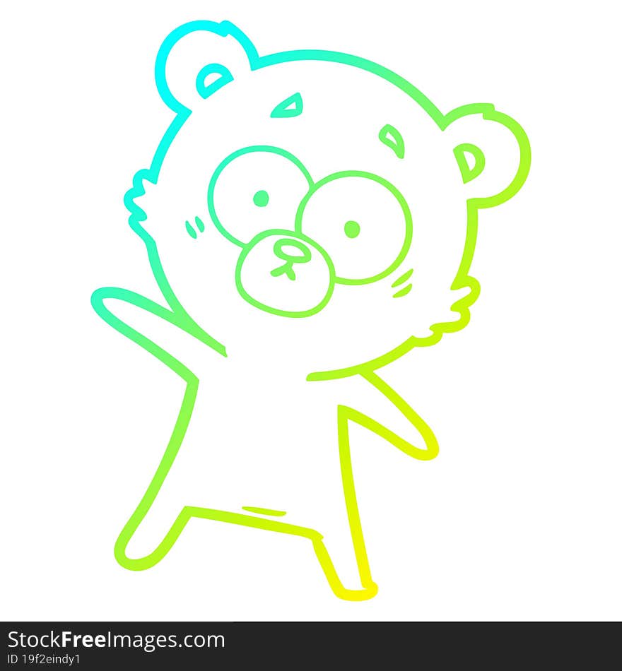 cold gradient line drawing surprised bear cartoon