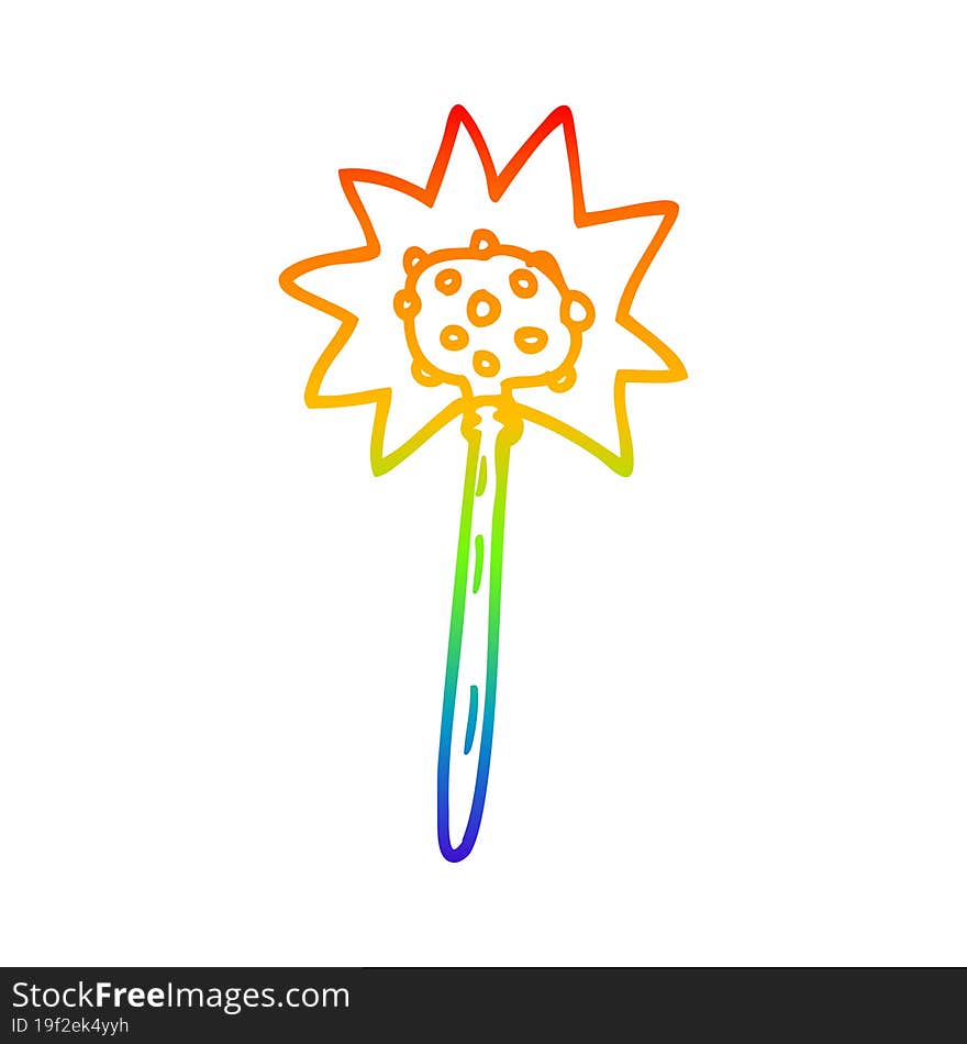 rainbow gradient line drawing cartoon mallet