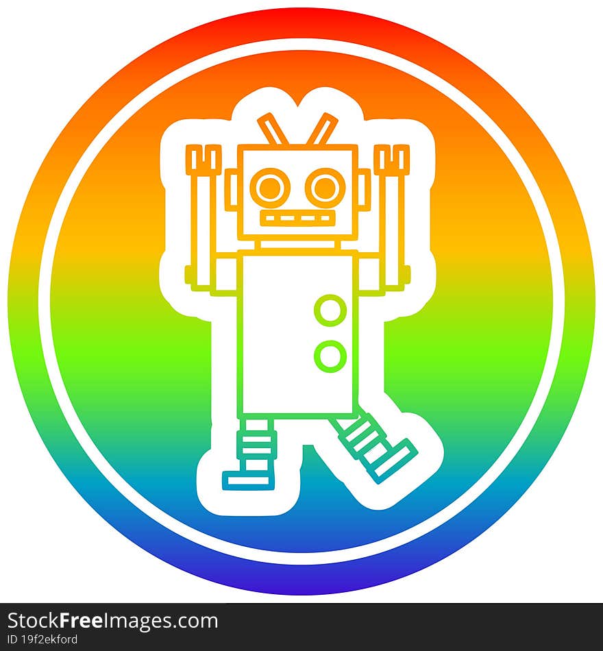 dancing robot circular in rainbow spectrum