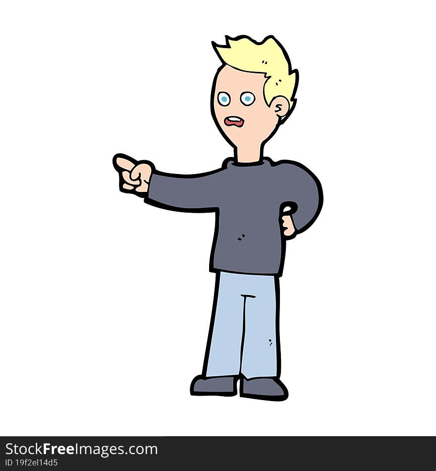 cartoon shocked boy pointing