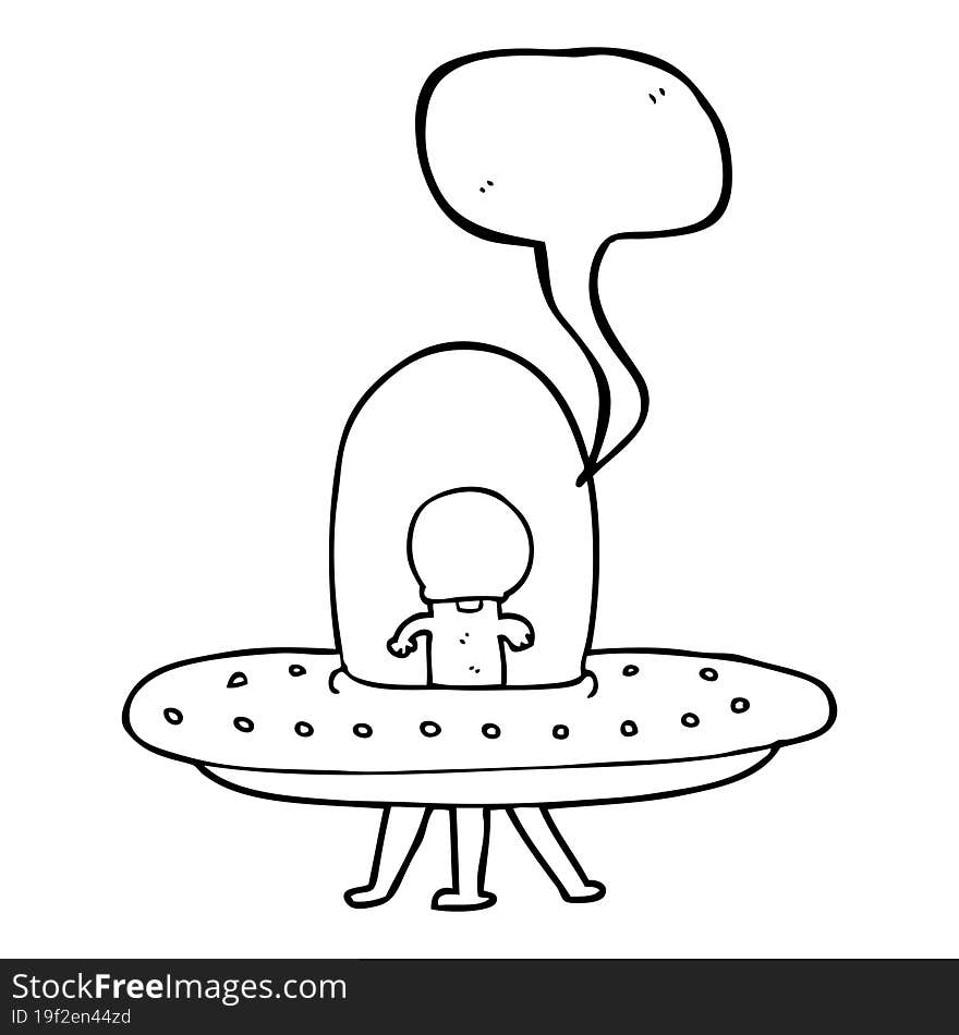 Speech Bubble Cartoon Flying Saucer