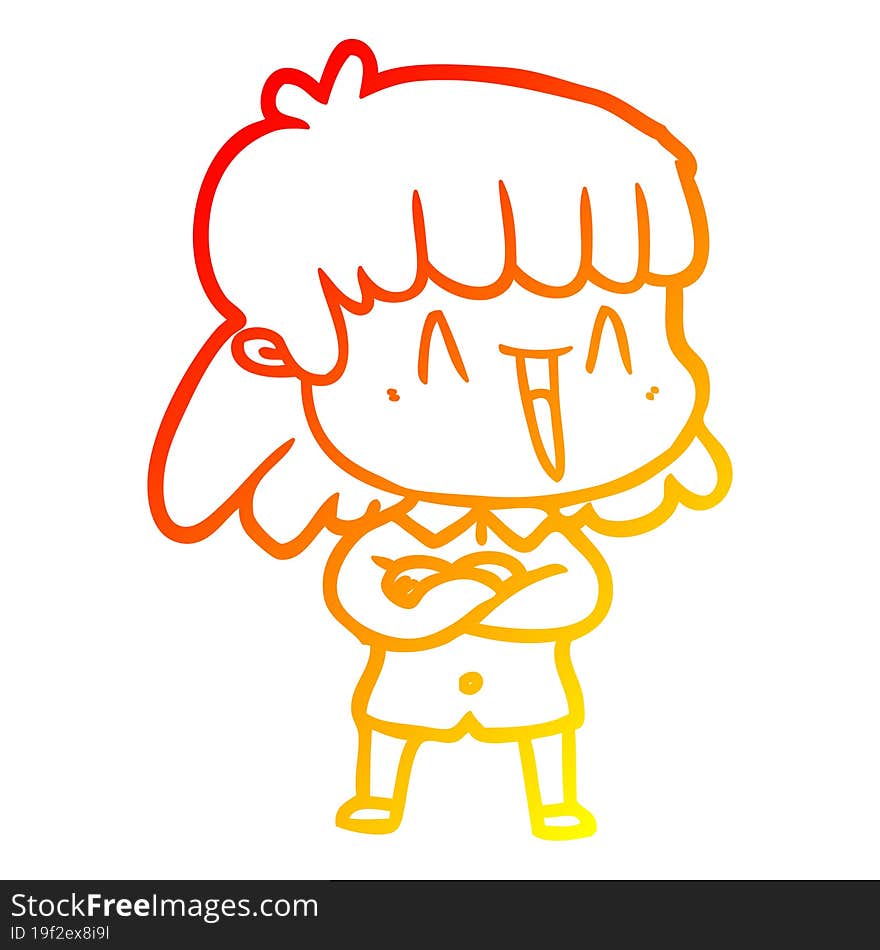 warm gradient line drawing of a cartoon woman