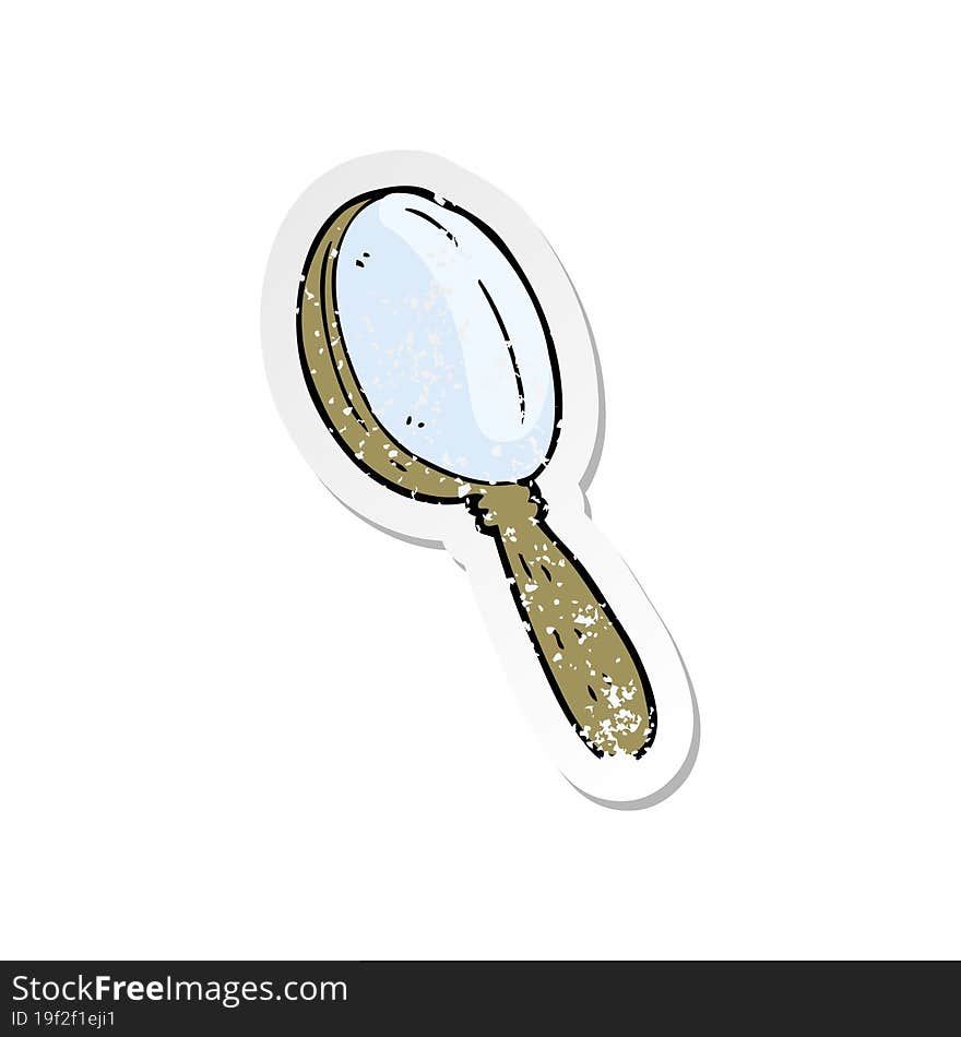 Retro Distressed Sticker Of A Cartoon Magnifying Glass