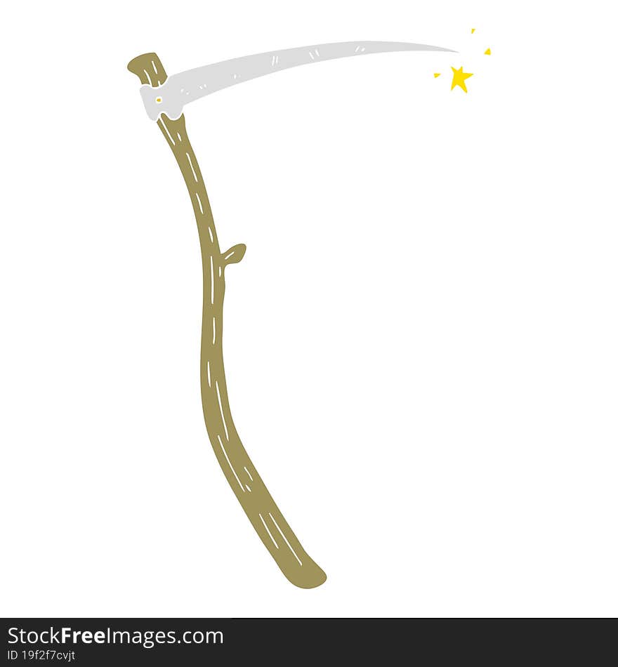 flat color illustration of a cartoon sharp scythe