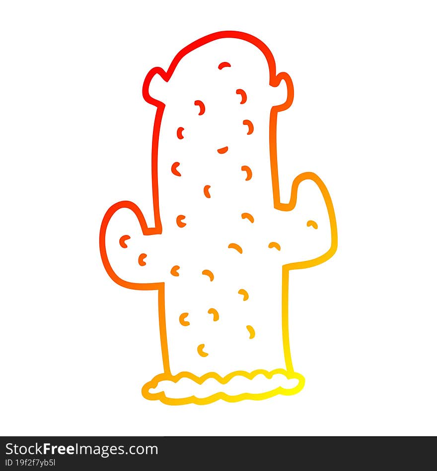 Warm Gradient Line Drawing Cartoon Cactus