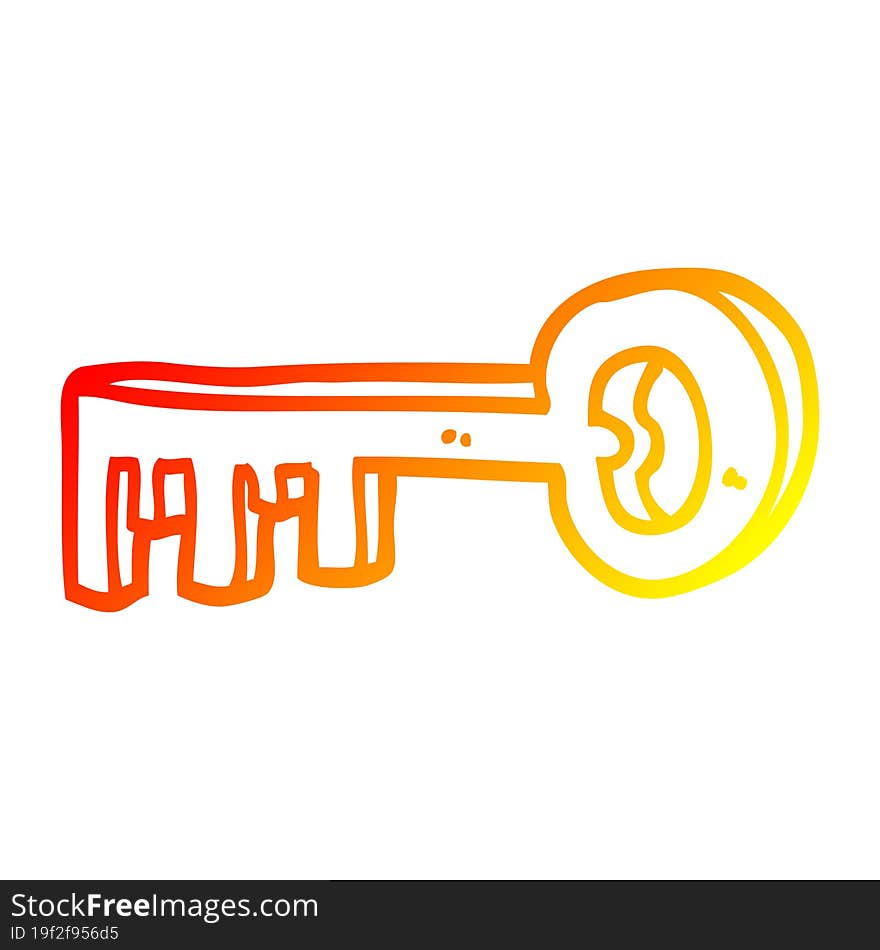 warm gradient line drawing cartoon metal key