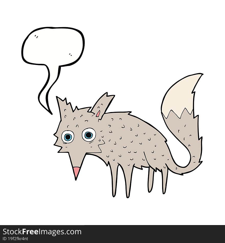 funny cartoon wolf with speech bubble