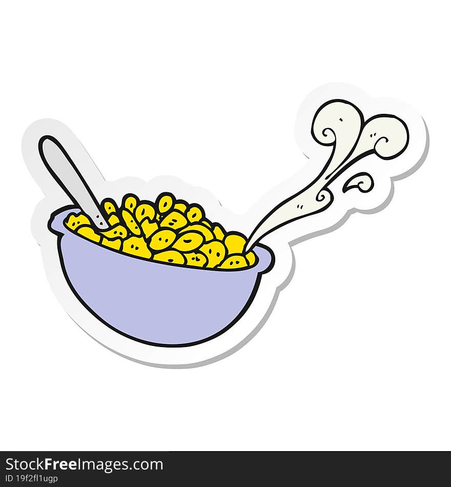 sticker of a cartoon bowl of cereal